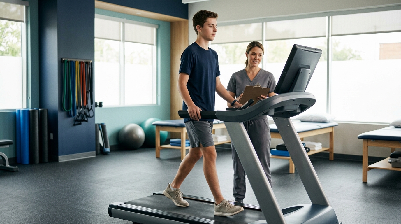 Athlete beginning light aerobic exercise during a gradual concussion return-to-play program