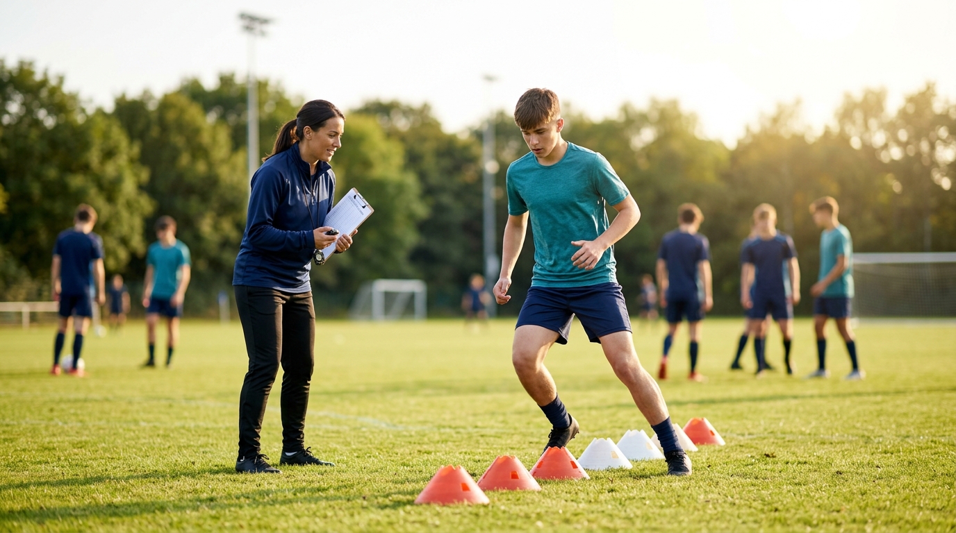Athlete completing non-contact sports drills during concussion return-to-play progression