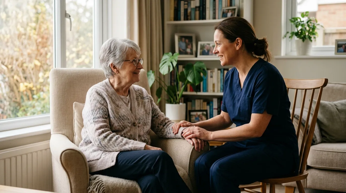 Caregiver supporting a loved one during brain injury recovery